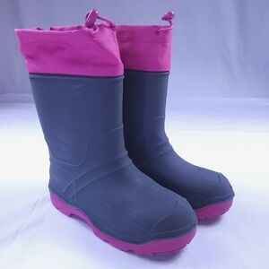 Kids Waterproof Rain & Snow Boots - Pink and Dark Gray